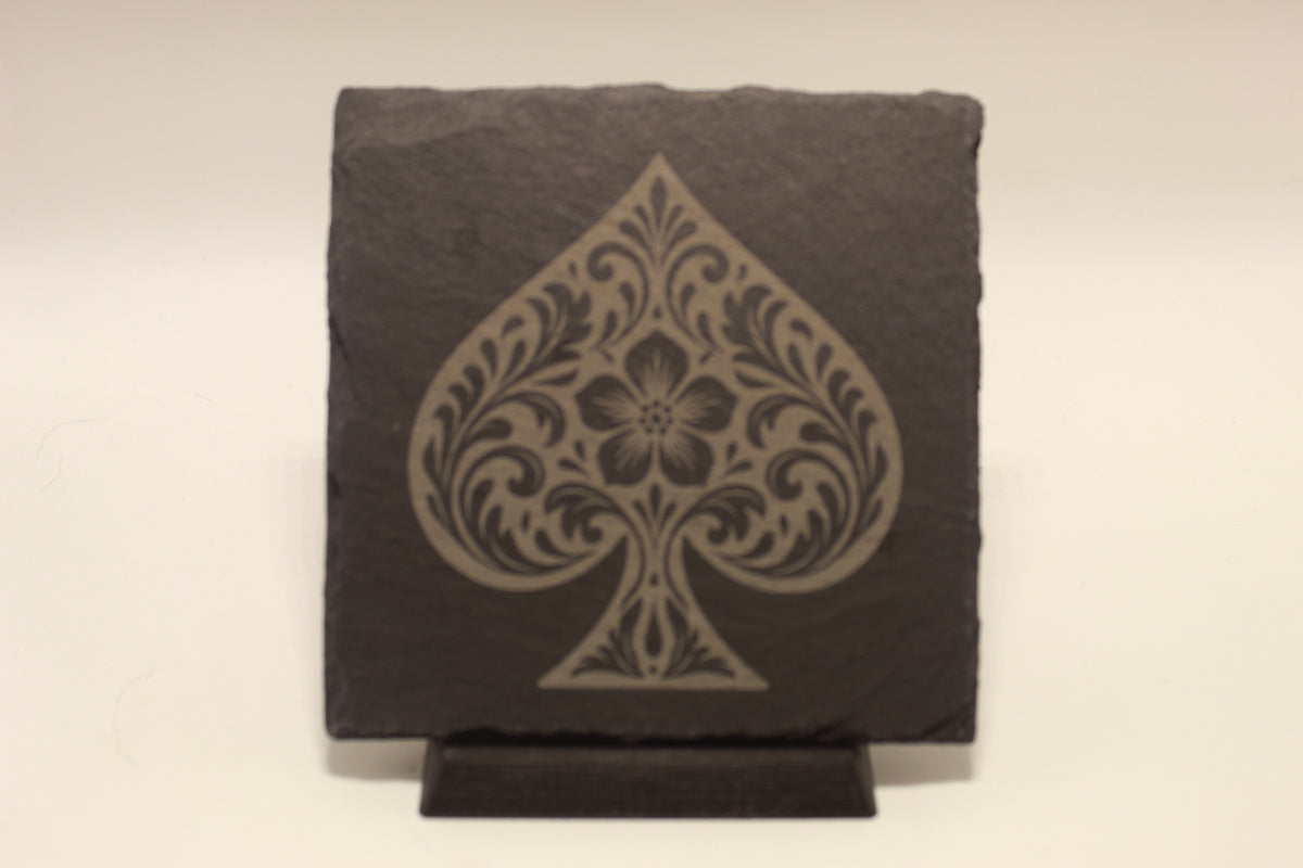 Playing Card Inspired Laser Engraved Slate Coasters (set of 4)