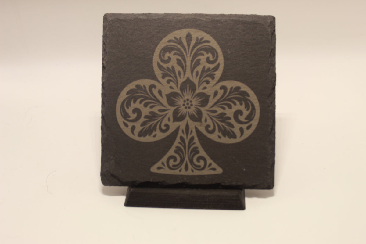 Playing Card Inspired Laser Engraved Slate Coasters (set of 4)