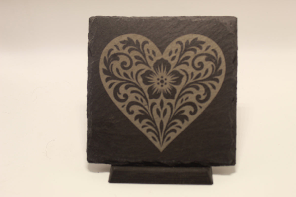 Playing Card Inspired Laser Engraved Slate Coasters (set of 4)